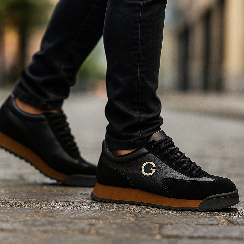 Męskie Sneakersy z Wstawkami z Eko Zamszu i Przyczepną Podeszwą