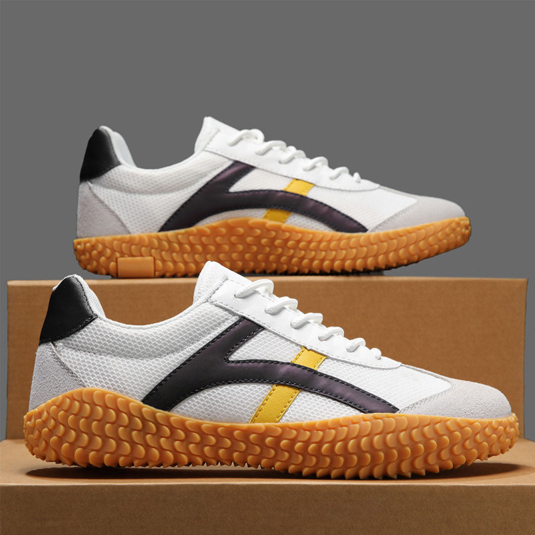 Męskie Sneakersy Retro z Kontrastowymi Paskami i Gumową Podeszwą