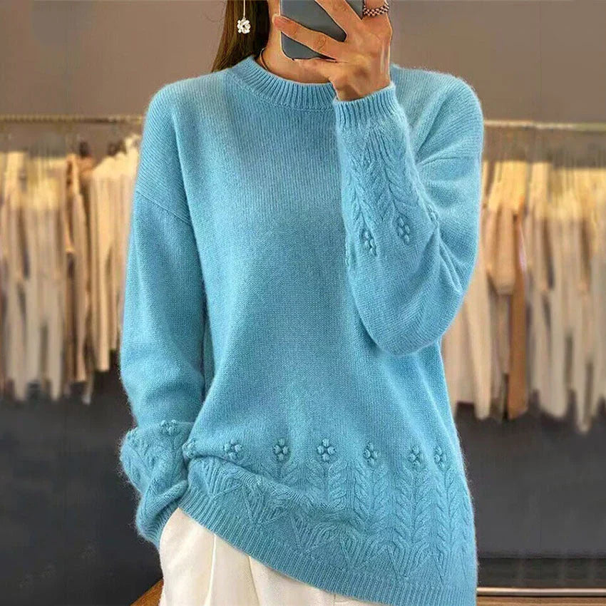 Damski Sweter Dzianinowy Jesienny Luźny Krój Warstwowy Design