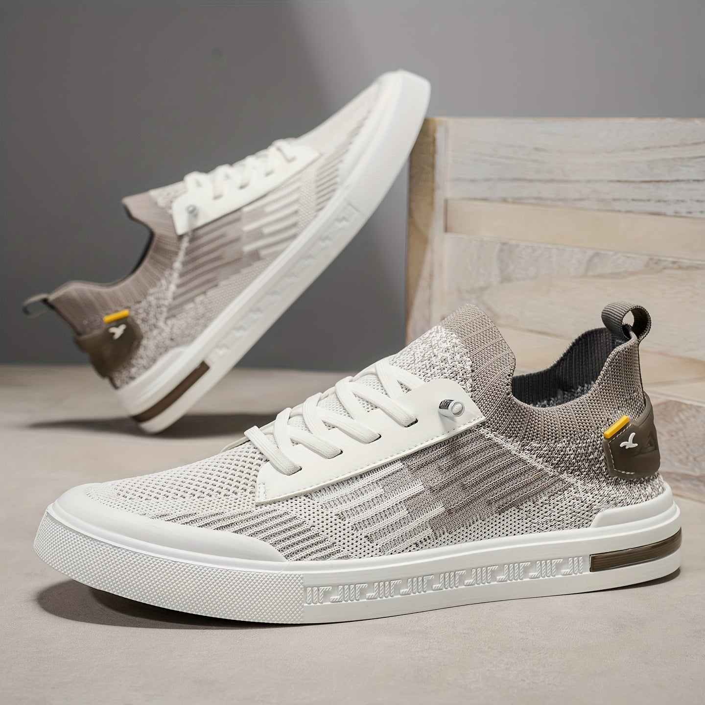 Męskie Sneakersy Dzianinowe Dwukolorowe z Wkładką EVA