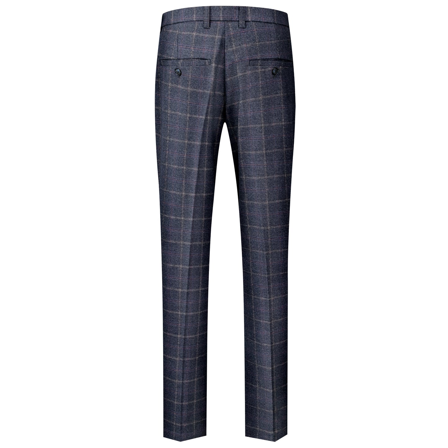 Spodnie Garniturowe Meskie Slim Fit Granatowe Tweedowe