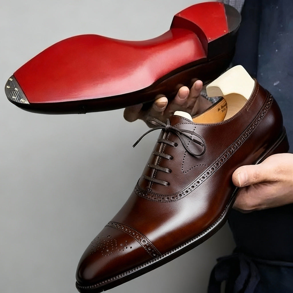 Męskie Buty Oxford Z Ażurowymi Zdobieniami Brogue I Sznurowaniem