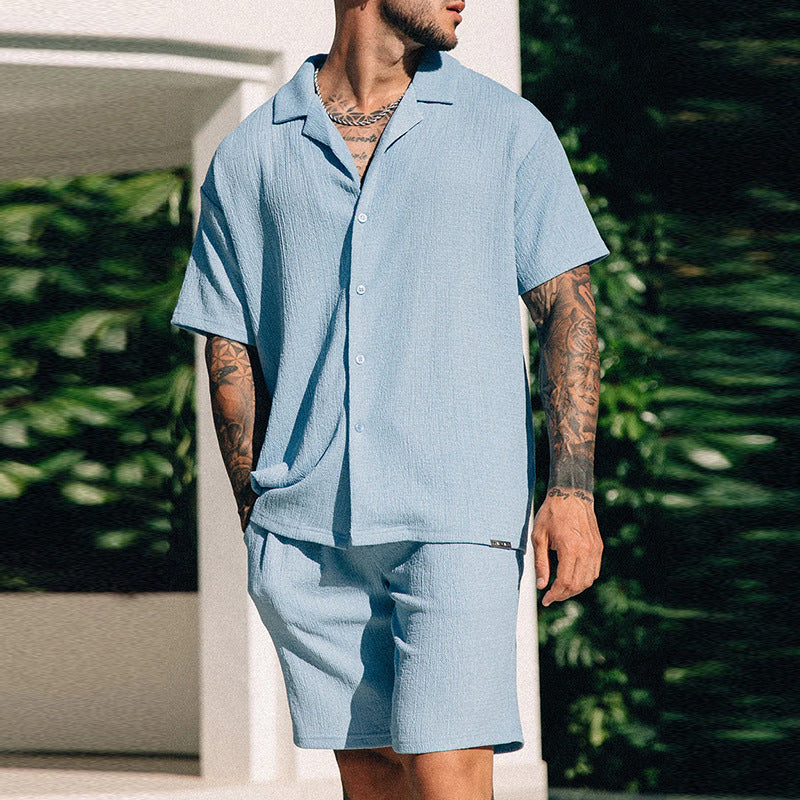 Męski Dwuczęściowy Zestaw Letni: Koszulka T-Shirt W Print I Szorty W Stylu Streetwear