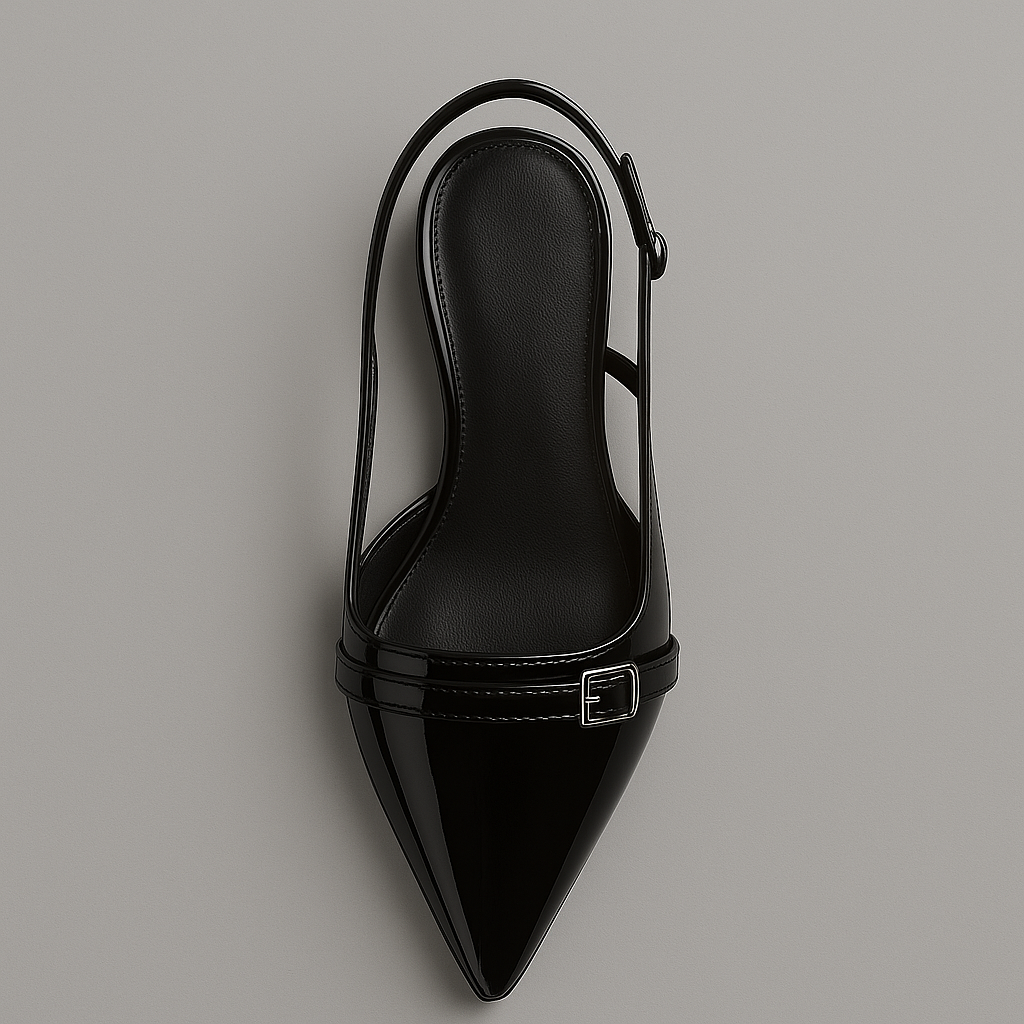 Damskie Czółenka Slingback ze Szpiczastym Noskiem i Średnim Obcasem