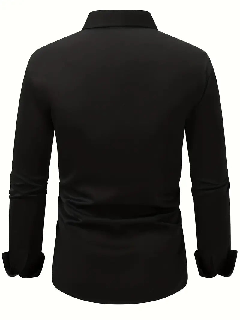 Męska Koszula Wizytowa Z Długim Rękawem, Slim Fit, Oddychający Materiał