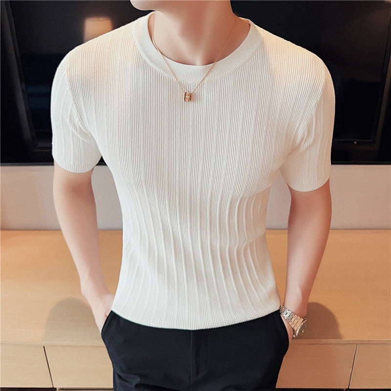 Męski Sweter Dzianinowy Slim Fit Lekki z Mieszanki Włókien Wiosna Jesień