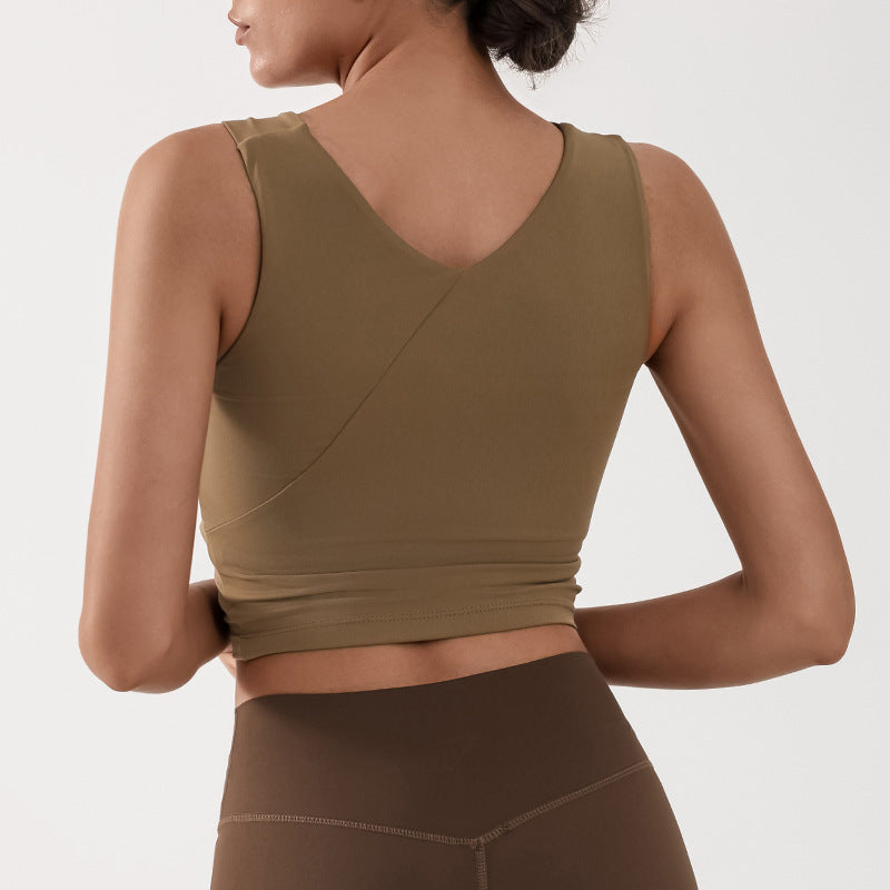 Damska Letnia Kamizelka do Jogi Oddychająca Elastyczna Nylon Spandex Krótki Krój do Talii