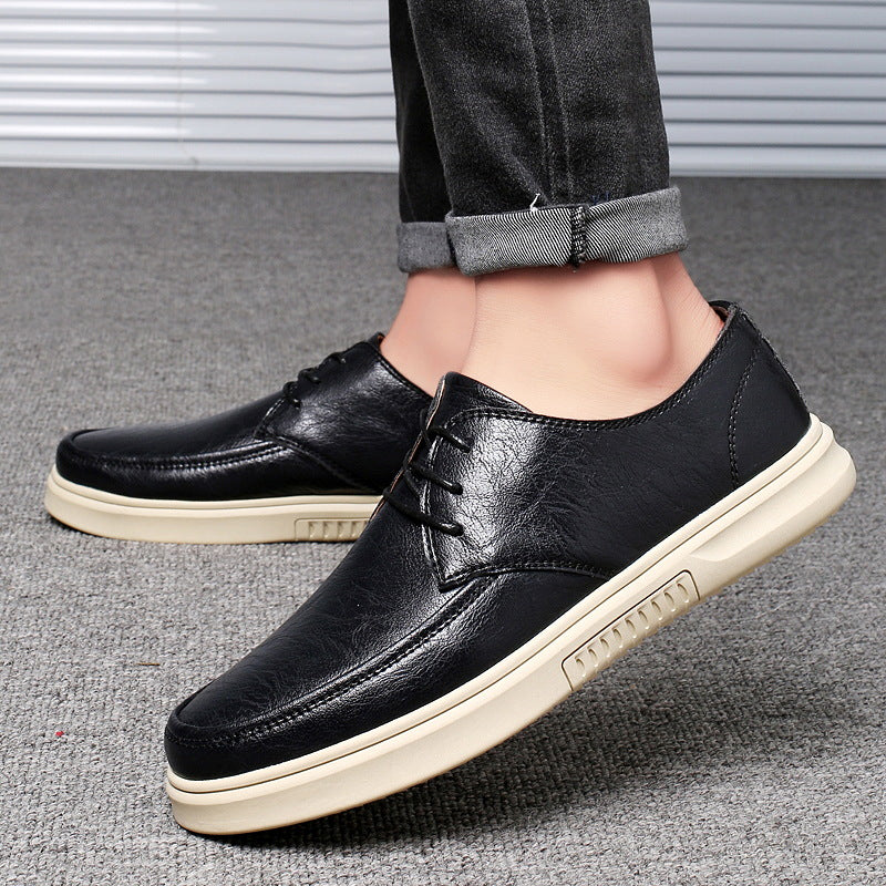 Męskie Buty Sznurowane z Ekoskóry Full-Grain, Gumowa Podeszwa