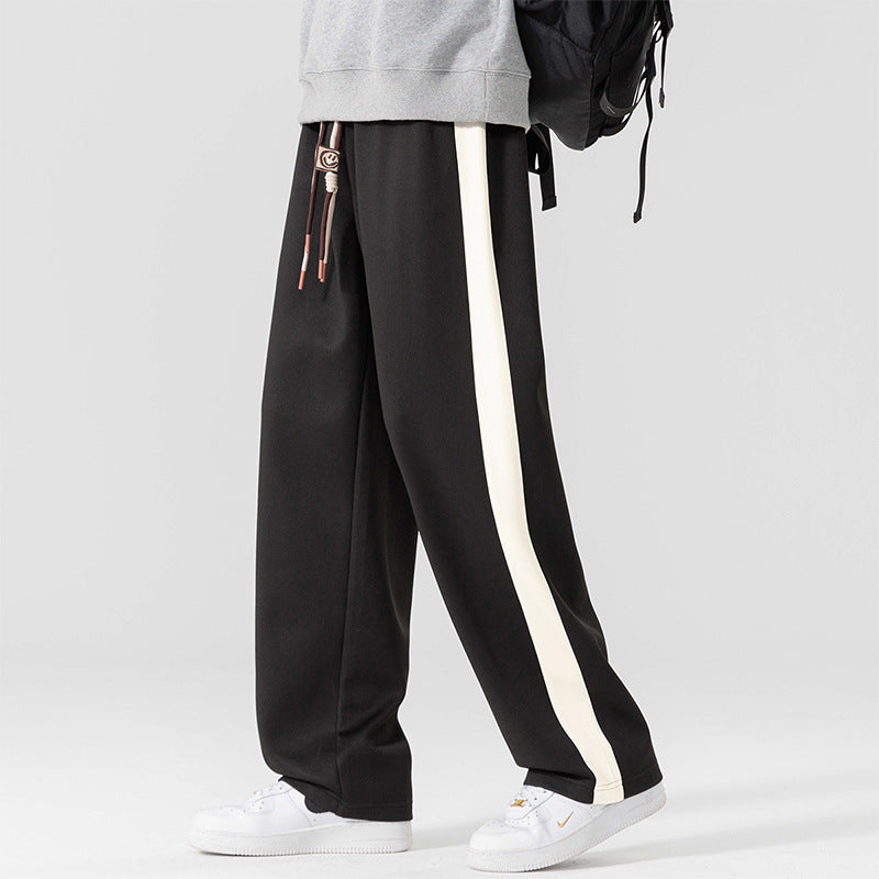 Meskie Wiosenne I Jesienne Spodnie Plus Size Straight Leg Z Lekka Tkanina I Sznurkiem W Pasie