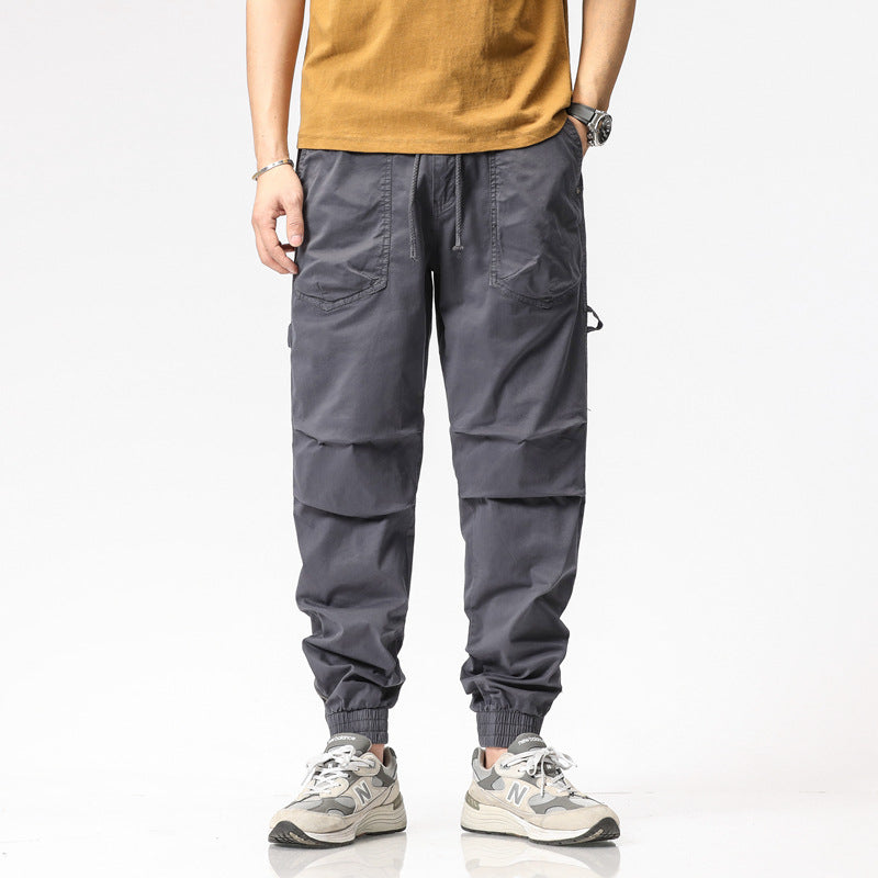 Meskie Letnie Spodnie Slim Fit Robocze Ze Zwezanymi Nogawkami I Rozporkiem Na Zamek
