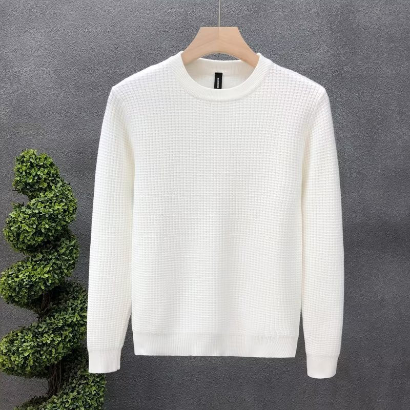 Sweter Męski Jesienny Okrągły Dekolt Luźna Dzianina z Długimi Rękawami