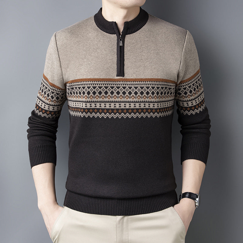 Meska Bluza Z Polgolfem, Slim Fit, Dlogi Rekaw