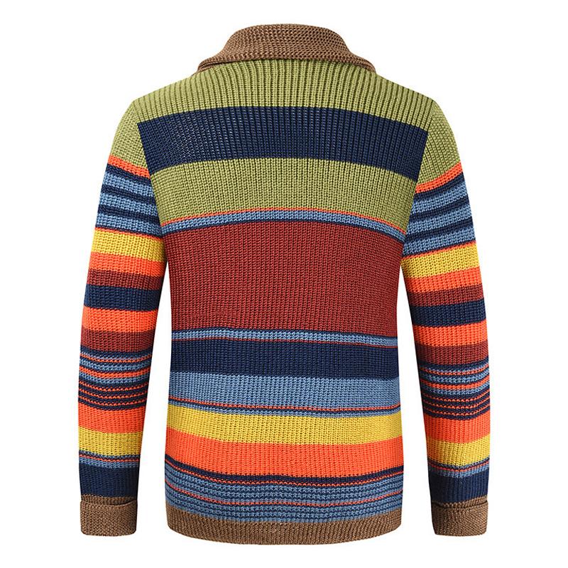 Męska Jesienna Kurtka Sweterkowa Colorblock Kołnierz Klapy