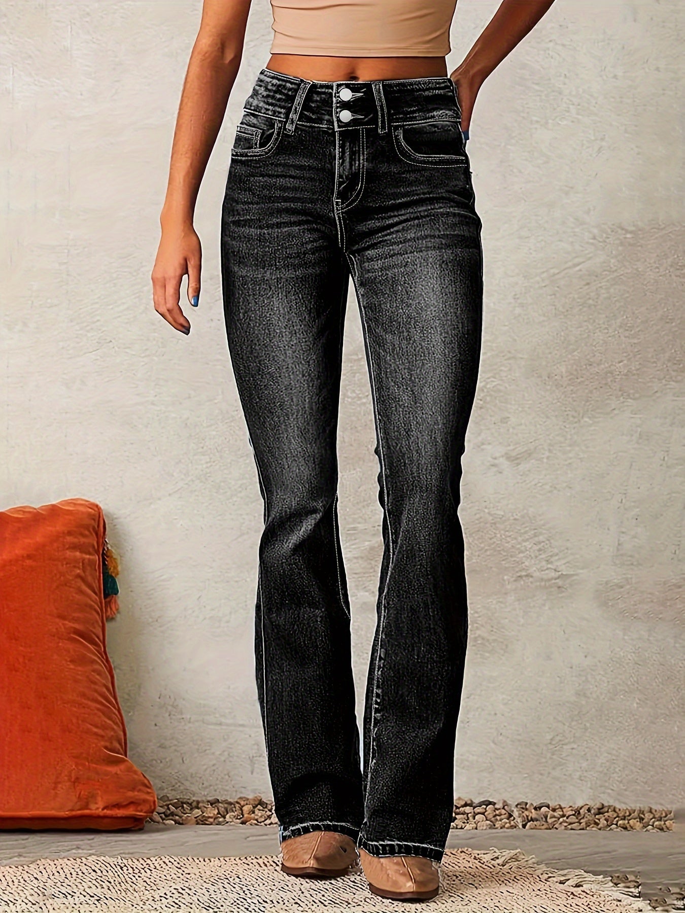 Damskie Jeansy Skinny z Wysokim Stanem i Detalami na Zamkach