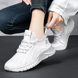 Damskie Sznurowane Buty Do Biegania Z Płaską Podeszwą Z Pvc I Cholewką Z Oddychającej Siateczki