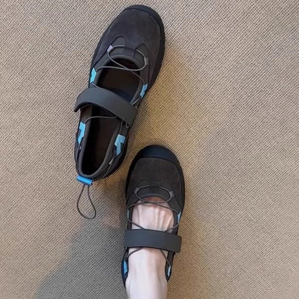 Damskie Buty Typu Mary Jane Z Rzepem I Gruba Podeszwa, Z Okraglym Noskiem