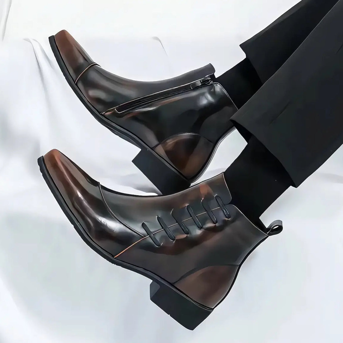 Buty Męskie Sznurowane I Zapinane Na Zamek Z Boku