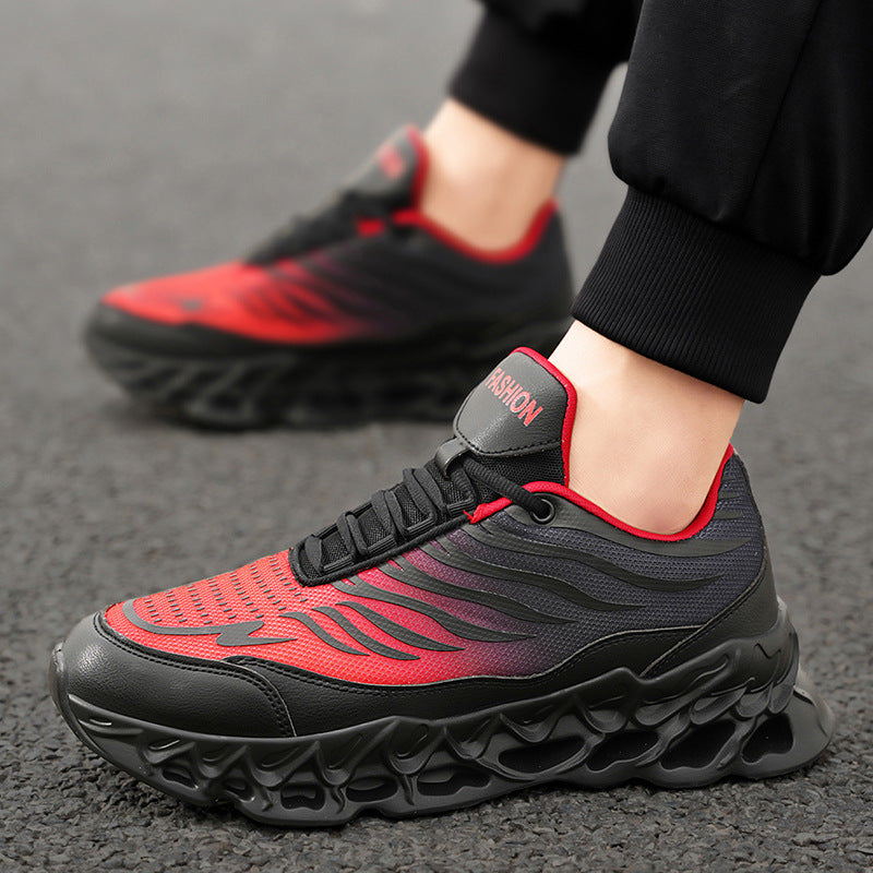 Męskie Sneakersy z Cholewką z Siatki i Grubą Podeszwą PU