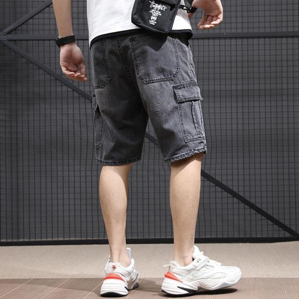 Męskie Letnie Jeansy O Średniej Długości W Stylu Roboczym I Vintage