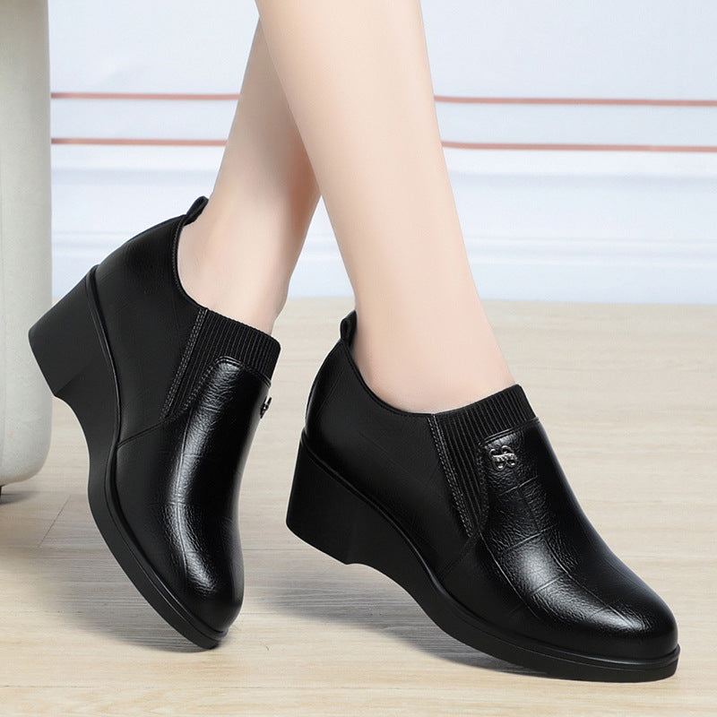 Damskie Wsuwane Buty Na Obcasie Typu Wedge Z Okraglym Noskiem