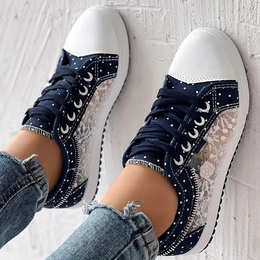 Damskie Sneakersy z Szerokim Noskiem i Amortyzowaną Wkładką