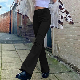 Damskie Wysokostanowe Elastyczne Jeansy Bootcut