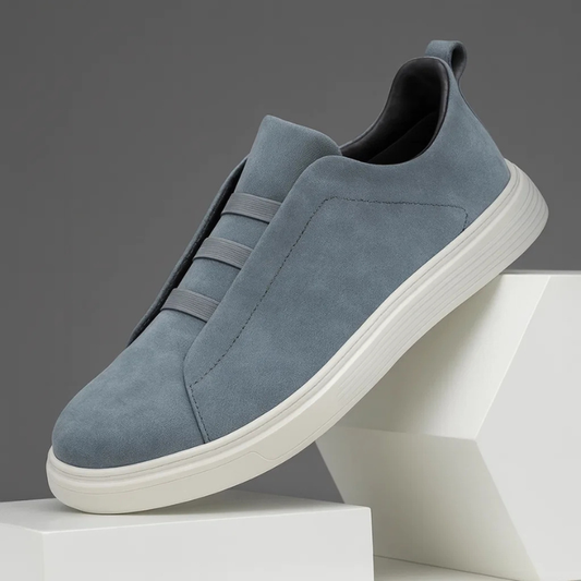 Męskie Sneakersy z Ekoskóry Zamszowej z Elastycznym Systemem Sznurowania