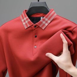 Męski Zimowy T-Shirt Z Długim Rękawem O Luźnym Kroju I Ociepleniu Polarowym Z Kołnierzykiem