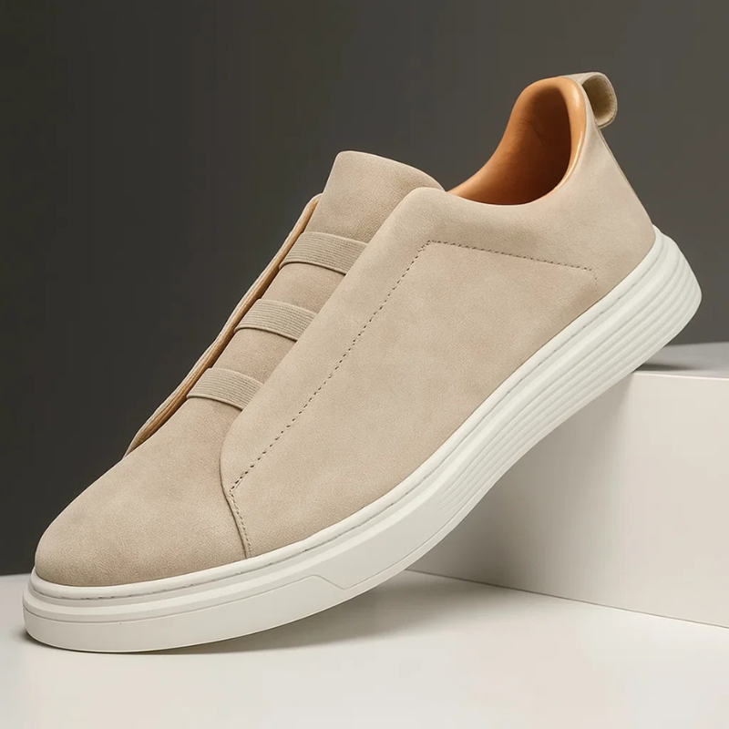 Męskie Sneakersy z Ekoskóry Zamszowej z Elastycznym Systemem Sznurowania