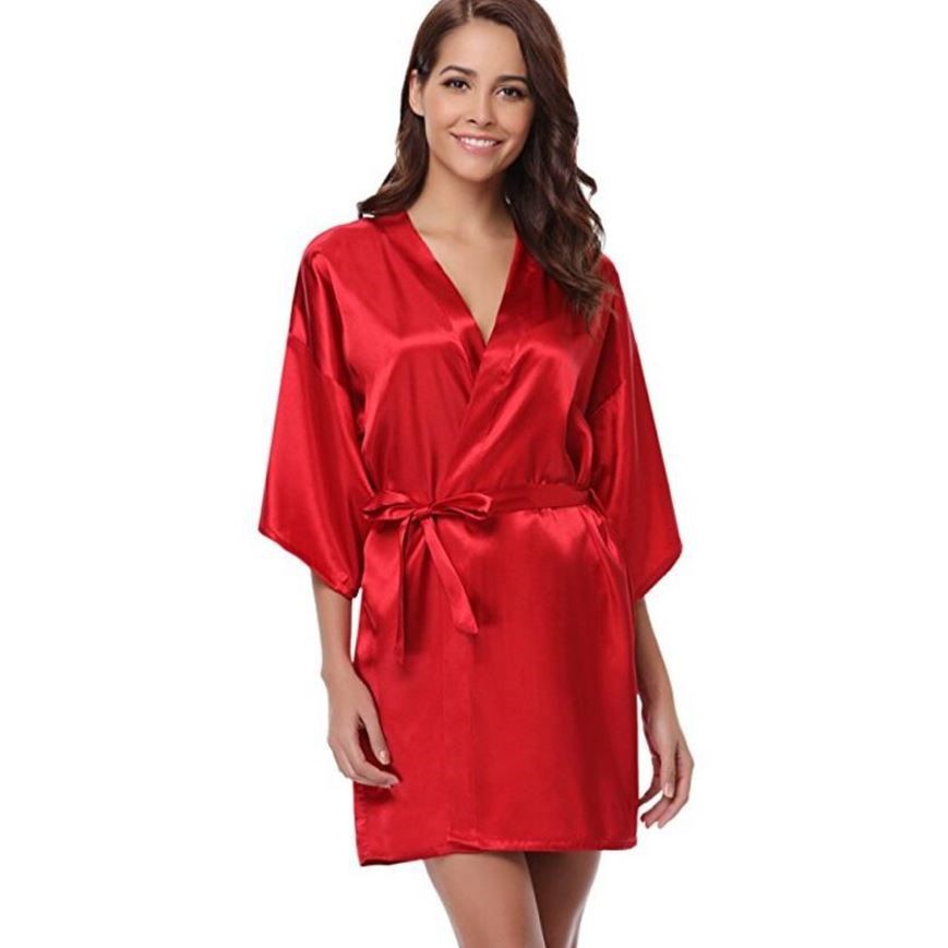 Damska Sukienka Kimono Bez Rękawów W Stylu Satynowym