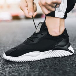 Męskie Letnie Buty Sznurowane Z Płaskim Obcasem I Okrągłym Noskiem