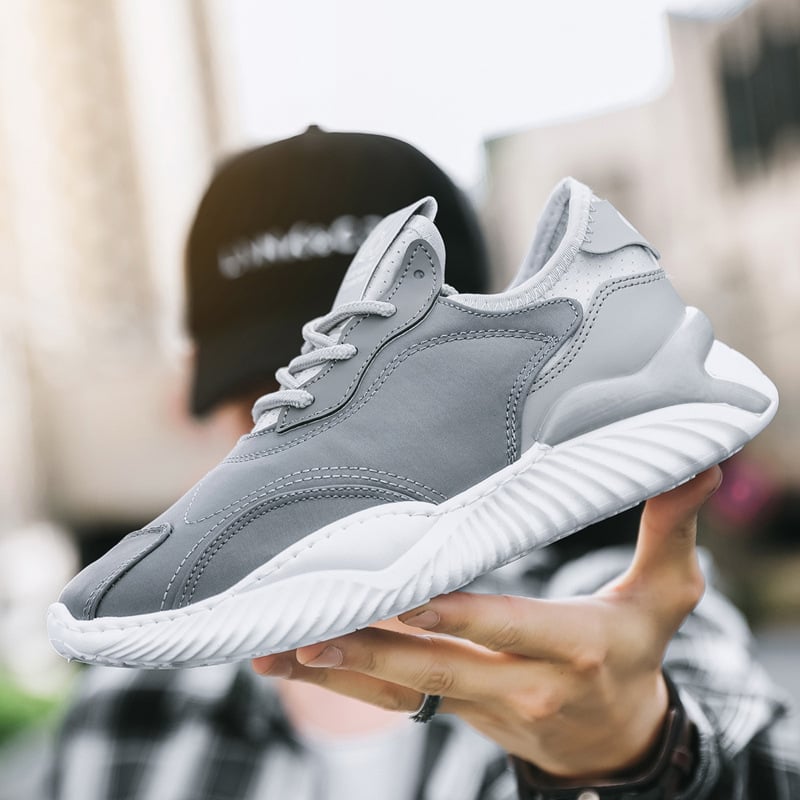 Męskie Letnie Buty Sznurowane Z Płaskim Obcasem I Okrągłym Noskiem
