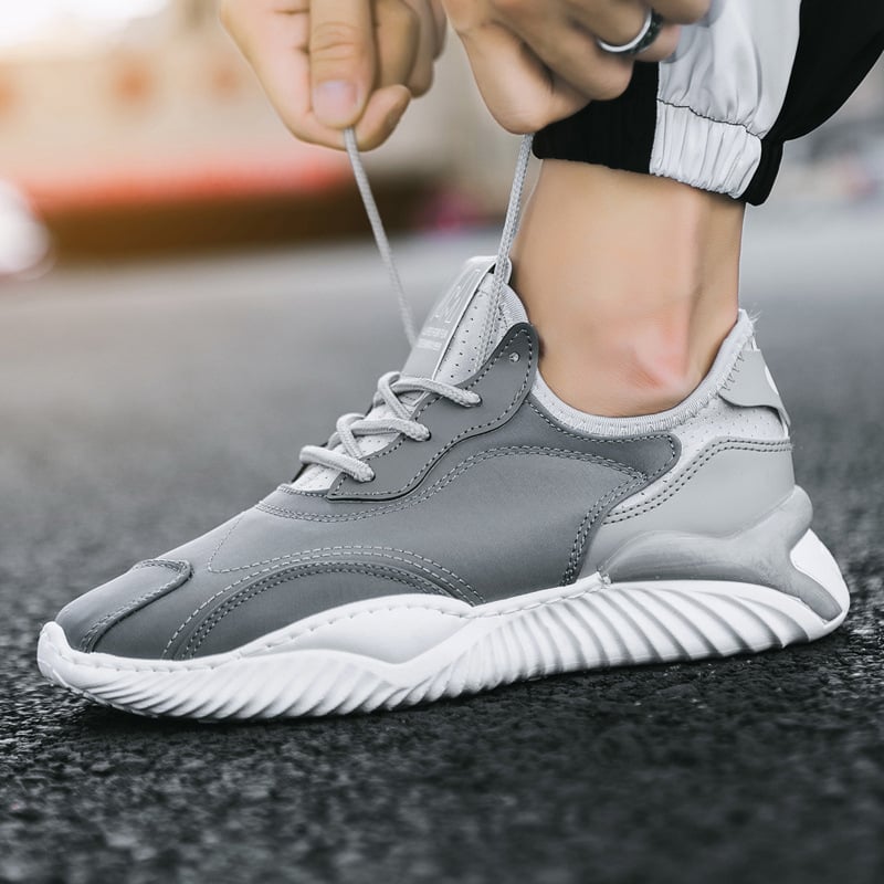 Męskie Letnie Buty Sznurowane Z Płaskim Obcasem I Okrągłym Noskiem