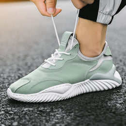 Męskie Letnie Buty Sznurowane Z Płaskim Obcasem I Okrągłym Noskiem