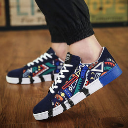 Męskie Sznurowane Buty Canvas w Stylu Sailing z Gumową Podeszwą i Niską Cholewką