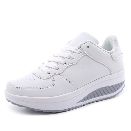 Damskie Sneakersy na Platformie z Okrągłym Noskiem, Siateczkową Cholewką i Sznurowaniem