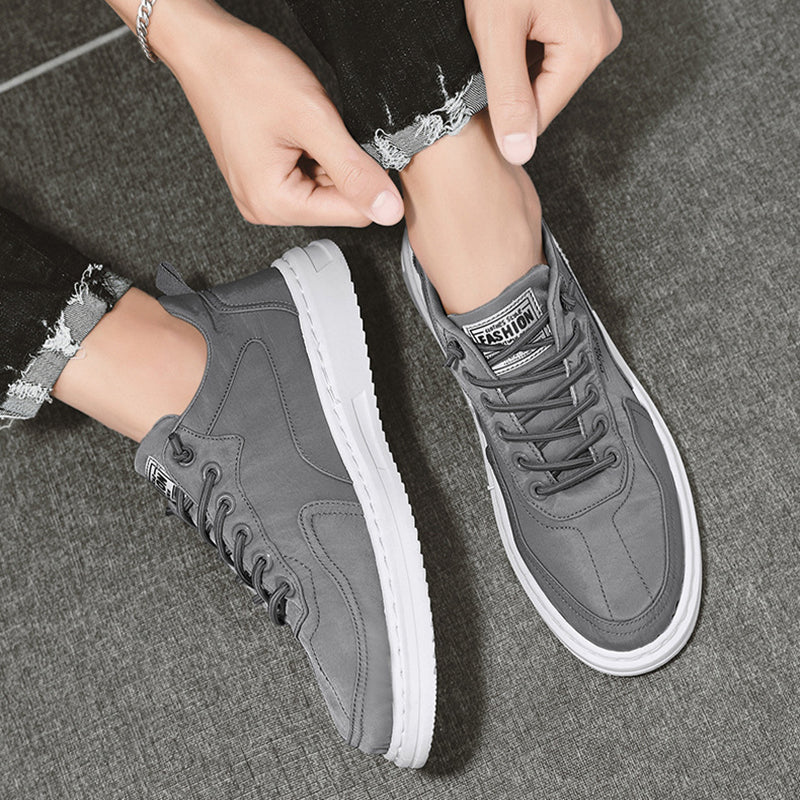 Męskie Letnie Sneakersy z Cholewką Canvas i Gumową Podeszwą Platformową