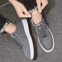 Męskie Letnie Sneakersy z Cholewką Canvas i Gumową Podeszwą Platformową