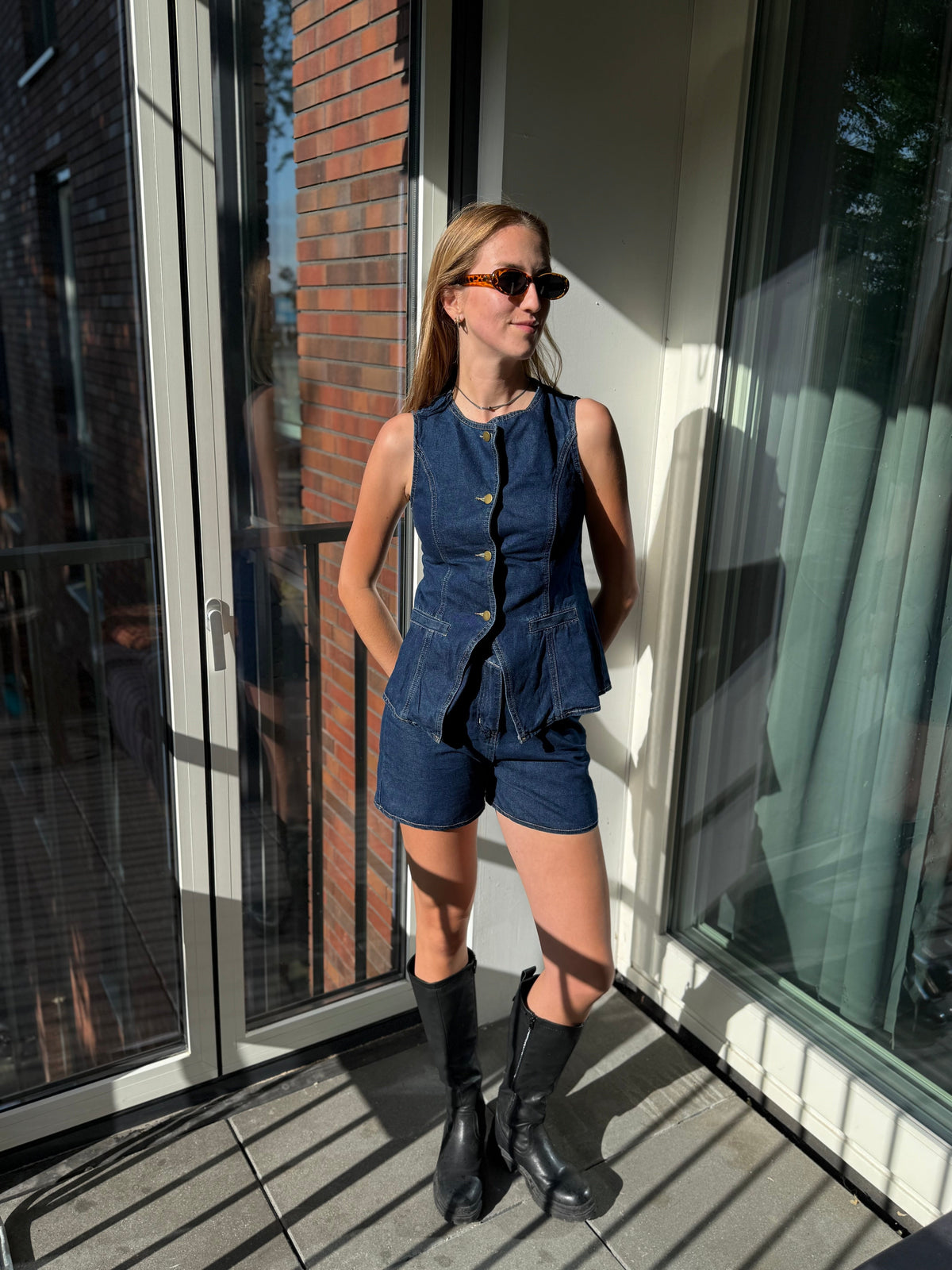Damski Letni Komplet Denim – Kamizelka i Szorty