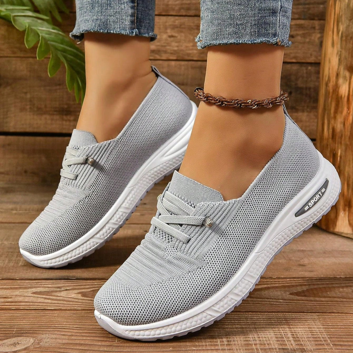 Damskie Sneakersy Wsuwane z Szerokim Noskiem
