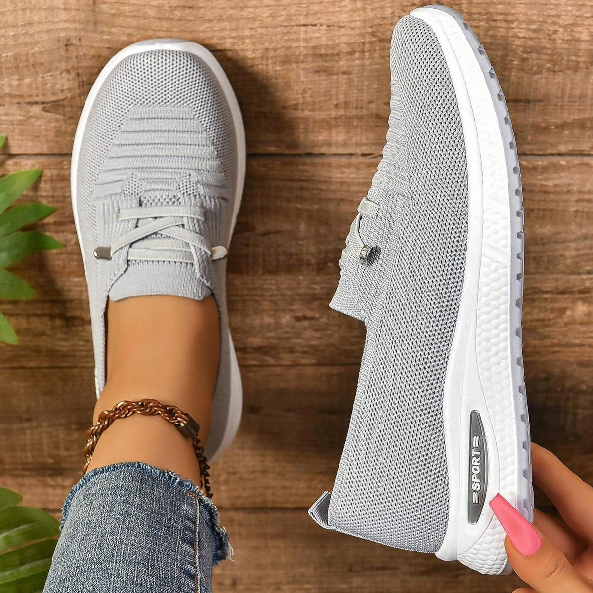 Damskie Sneakersy Wsuwane z Szerokim Noskiem
