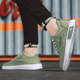 Męskie Letnie Sneakersy z Cholewką Canvas i Gumową Podeszwą Platformową
