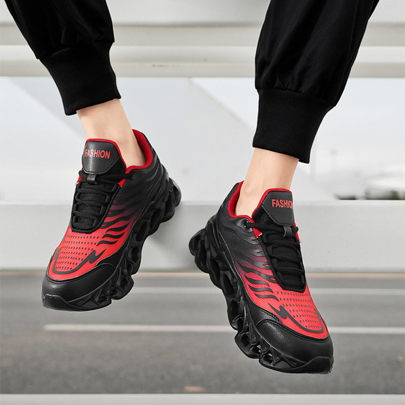Męskie Sneakersy z Cholewką z Siatki i Grubą Podeszwą PU