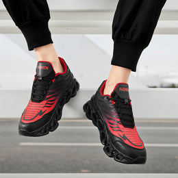 Męskie Sneakersy z Cholewką z Siatki i Grubą Podeszwą PU