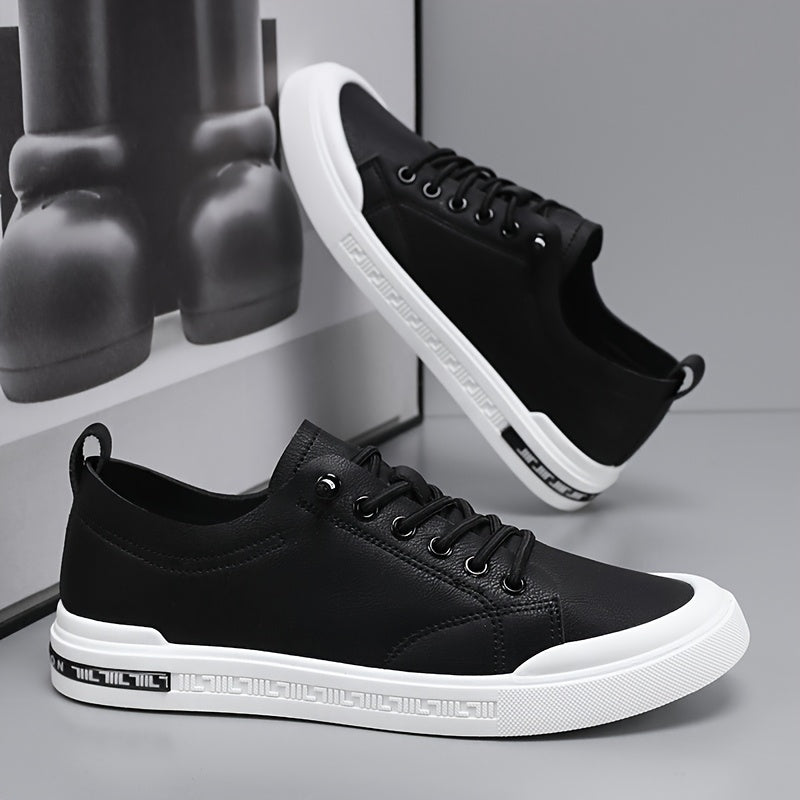 Męskie Sneakersy Sznurowane z Gładką Cholewką i Wkładką Amortyzującą