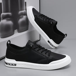 Męskie Sneakersy Sznurowane z Gładką Cholewką i Wkładką Amortyzującą