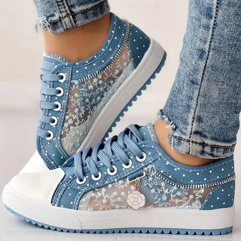 Damskie Sneakersy z Szerokim Noskiem i Amortyzowaną Wkładką