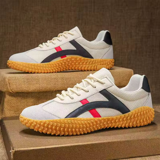 Męskie Sneakersy Retro z Kontrastowymi Paskami i Gumową Podeszwą