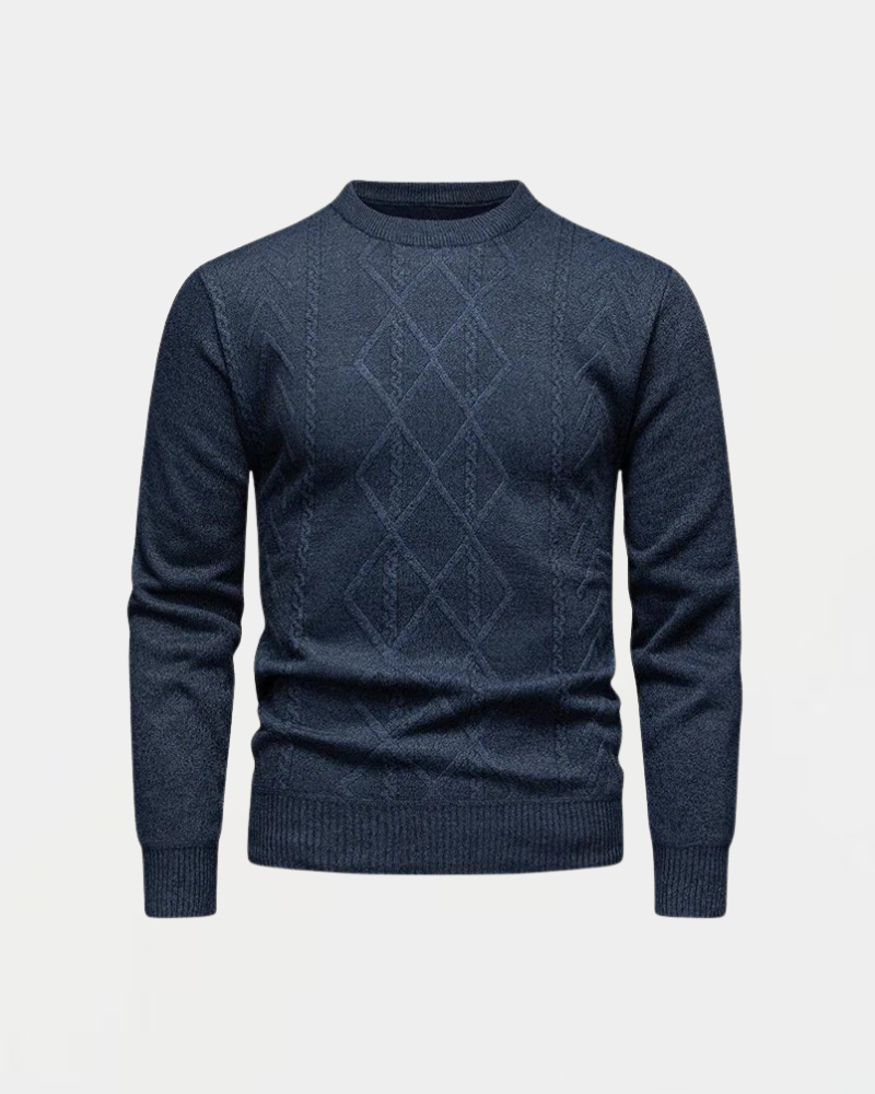 Męski Sweter Z Wzorem W Romby I Okrągłym Dekoltem