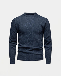 Męski Sweter Z Wzorem W Romby I Okrągłym Dekoltem
